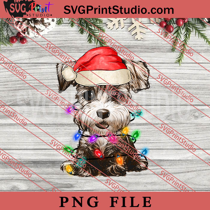 Miniature Schnauzer Christmas Tree Light PNG, Merry Christmas PNG