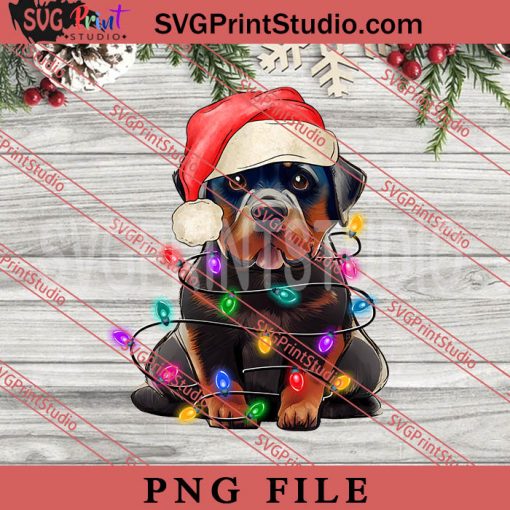 Rottweiler Christmas Tree Lights PNG, Merry Christmas PNG, Dog PNG Digital Download