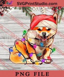 Shiba Christmas Tree Lights PNG, Merry Christmas PNG, Dog PNG Digital Download