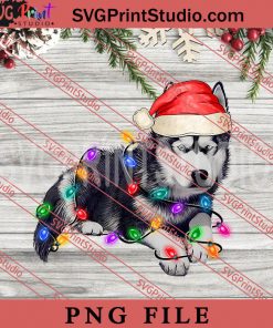 Siberian Husky Christmas Tree Lights PNG, Merry Christmas PNG, Dog PNG Digital Download