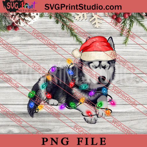 Siberian Husky Christmas Tree Lights PNG, Merry Christmas PNG, Dog PNG Digital Download