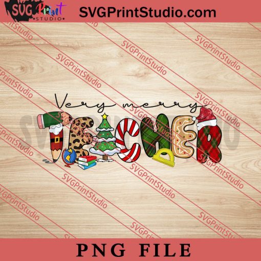 Very Merry Teacher PNG, Merry Christmas PNG, Teacher PNG Digital Download