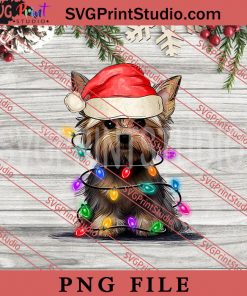 Yorkshireterrier Christmas Tree Lights PNG, Merry Christmas PNG, Dog PNG Digital Download