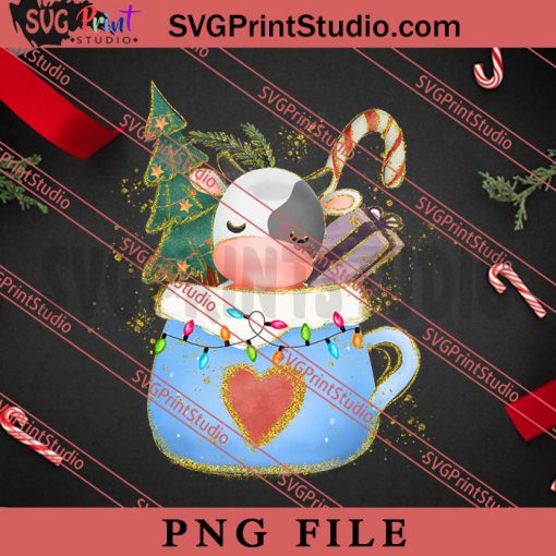 Christmas Cow In The Coffee Cup PNG, Merry Christmas PNG, Animals PNG Digital Download