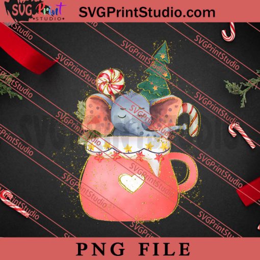 Christmas Elephant In The Coffee Cup PNG, Merry Christmas PNG, Animals PNG Digital Download