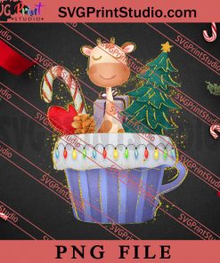 Christmas Giraffe In The Coffee Cup PNG, Merry Christmas PNG, Animals PNG Digital Download