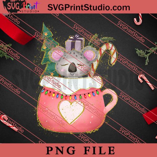 Christmas Koala In The Coffee Cup PNG, Merry Christmas PNG, Animals PNG Digital Download