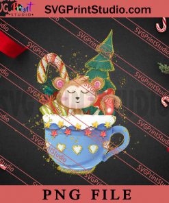 Christmas Monkey In The Coffee Cup PNG, Merry Christmas PNG, Animals PNG Digital Download