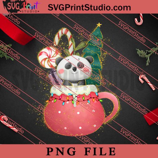 Christmas Panda In The Coffee Cup PNG, Merry Christmas PNG, Animals PNG Digital Download