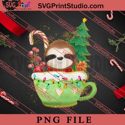 Christmas Sloth In The Coffee Cup PNG, Merry Christmas PNG, Animals PNG Digital Download