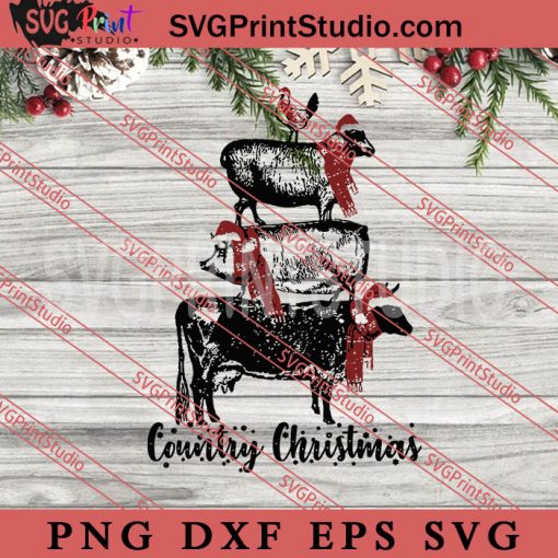 Country Christmas SVG, Merry Christmas Gift SVG, Xmas SVG PNG EPS DXF Silhouette Cut Files