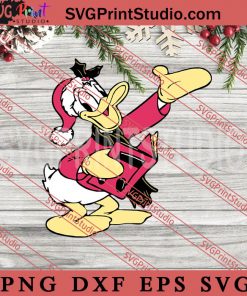 Donald Duck Christmas Caroling Portrait SVG, Merry Christmas Gift SVG, Xmas SVG PNG EPS DXF Silhouette Cut Files