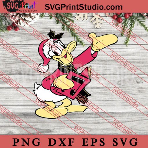 Donald Duck Christmas Caroling Portrait SVG, Merry Christmas Gift SVG, Xmas SVG PNG EPS DXF Silhouette Cut Files