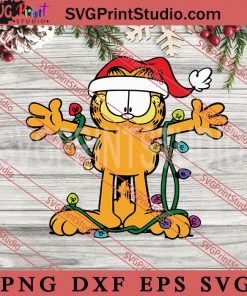 Garfield Christmas Lights SVG, Merry Christmas Gift SVG, Xmas SVG PNG EPS DXF Silhouette Cut Files