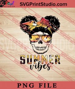 Summer Vibes PNG, Skull PNG, Messy bun Girl PNG Digital Download