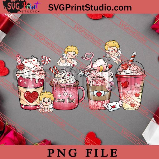 Valentine Coffee Cupid PNG, Happy Vanlentine's day PNG Valentine 2023 Digital Download