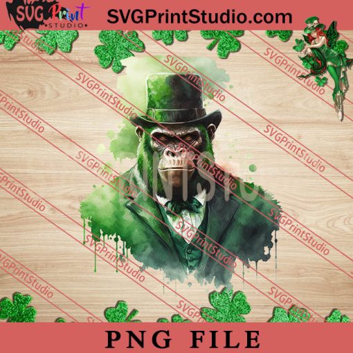 Badass Gangster Gorilla St Patricks PNG, St.Patrick's day PNG, Animals PNG Digital Download