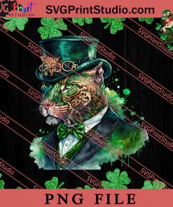 Badass Gangster Leopard St Patricks PNG, St.Patrick's day PNG, Animals PNG Digital Download