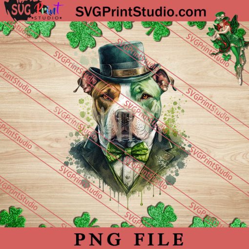 Badass Gangster Pitbull St Patricks PNG, St.Patrick's day PNG, Animals PNG Digital Download