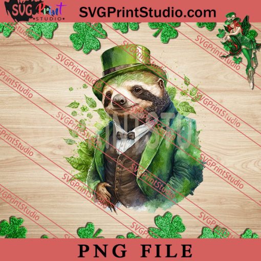 Badass Gangster Sloth St Patricks PNG, St.Patrick's day PNG, Animals PNG Digital Download