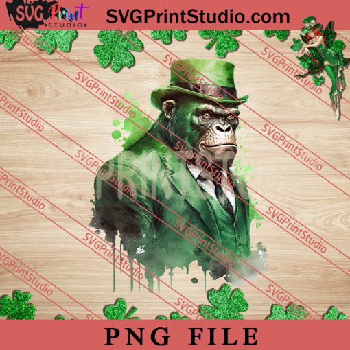 Gangster Gorilla St Patricks Day PNG, St.Patrick's day PNG, Animals PNG Digital Download