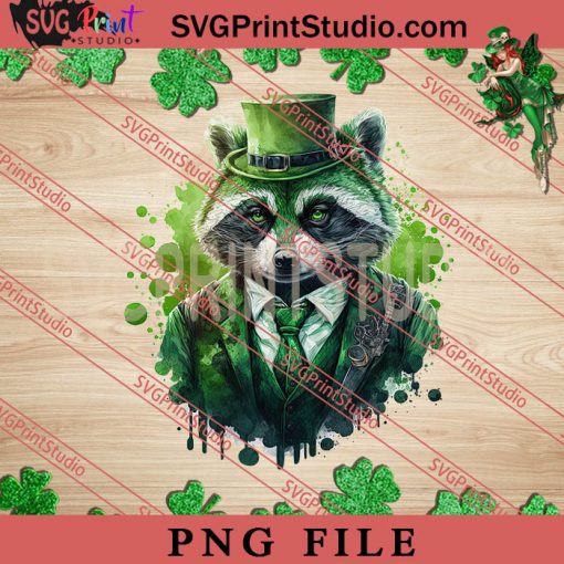 Gangster Racoon St Patricks Day PNG, St.Patrick's day PNG, Animals PNG Digital Download