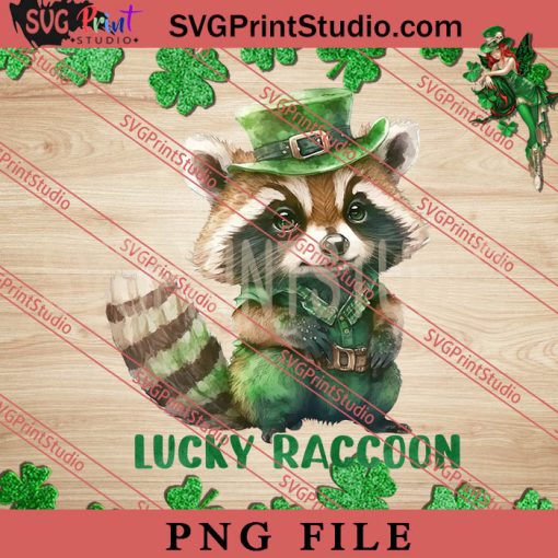 Lucky Raccoon PNG, St.Patrick's day PNG, Animals PNG Digital Download