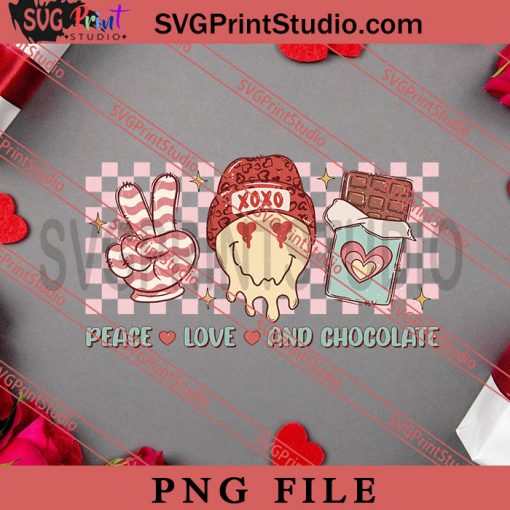 Peace Love And Chocolate PNG, Happy Vanlentine's day PNG, Retro Sweet Valentine PNG Digital Download