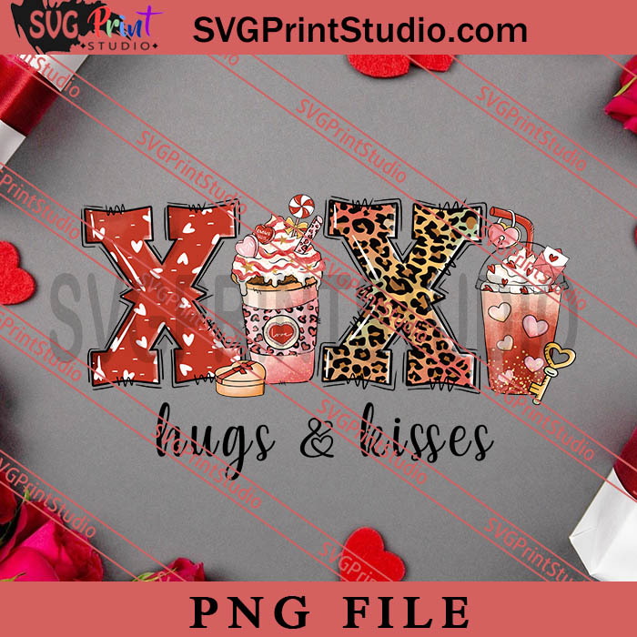 XOXO Hugs Kisses PNG, Happy Vanlentine's day PNG, Leopard PNG
