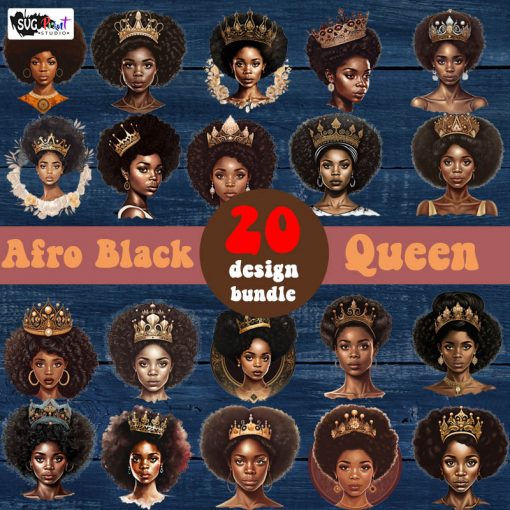 Afro Black Queen History 20 design, Black Girl PNG, African American PNG, Black Queen PNG