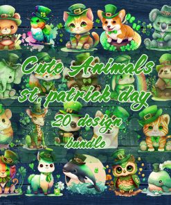 Cute Animals Patrick part 20 design, Animals PNG, St.Patrick's Day PNG, Cat PNG, Dog PNG, Bear PNG