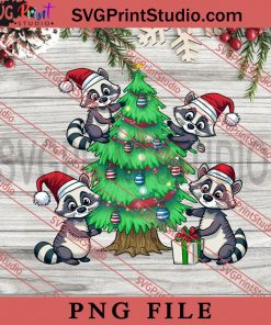 Merry Christmas Raccoon Squad PNG, Merry Christmas PNG, Animals PNG, Xmas PNG Digital Download