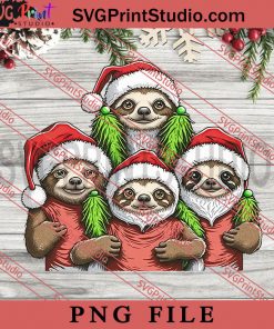 Merry Christmas Sloth Squad PNG, Merry Christmas PNG, Animals PNG, Xmas PNG Digital Download