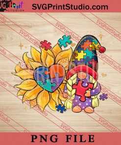 Sunflower Gnome Autism PNG, Autism Awareness PNG, Sunflower PNG Digital Download