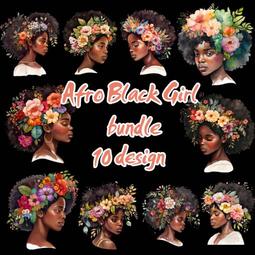 Afro Black Girl Bundle 10 design, Women PNG, Black Queen PNG