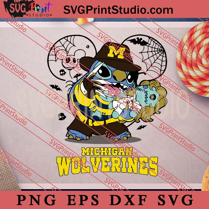 Stitch Freddy Krueger Michigan Wolverines Halloween 2024 SVG, Happy Halloween's Day SVG, Scary SVG EPS DXF PNG