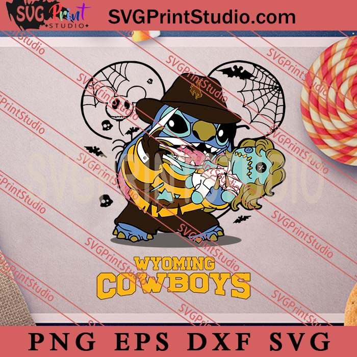 Wyoming Cowboys Stitch Freddy Krueger Halloween SVG, Happy Halloween's Day SVG, Scary SVG EPS DXF PNG